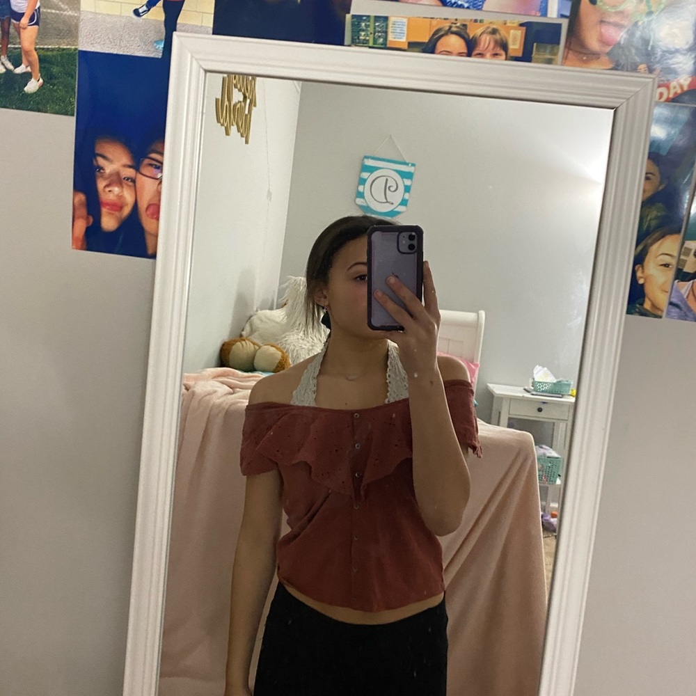 AE lace off the shoulder blouse top